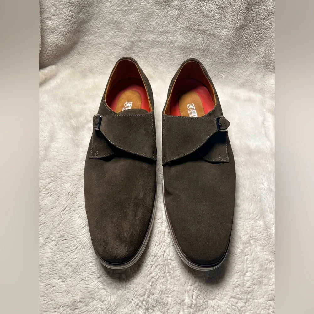 Stacy Adams TAYLEN Brown Suede Plain Toe Monk Strap Shoes size 10.5